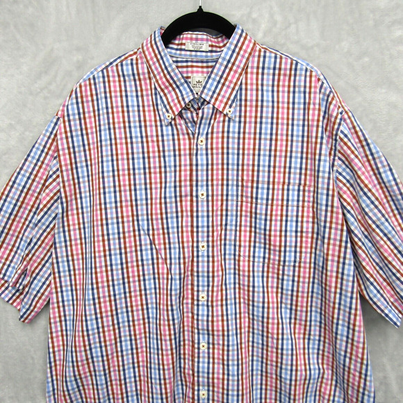 Peter Millar Shirt Men Extra Large Button Down Plaid Seaside Finish Short Sleeve - Picture 2 of 9